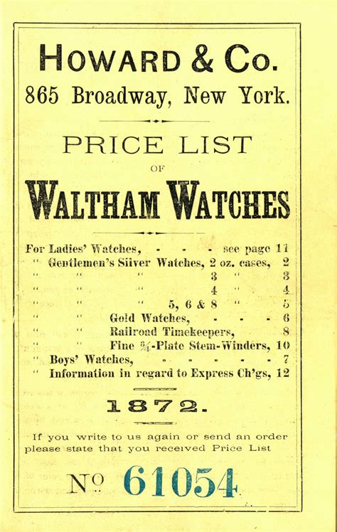 waltham watch price list